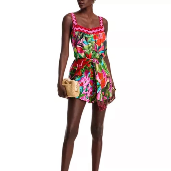 NWT FARM RIO Jardin De Reve Sleeveless Floral Tropical Blouse Top - Picture 2 of 9